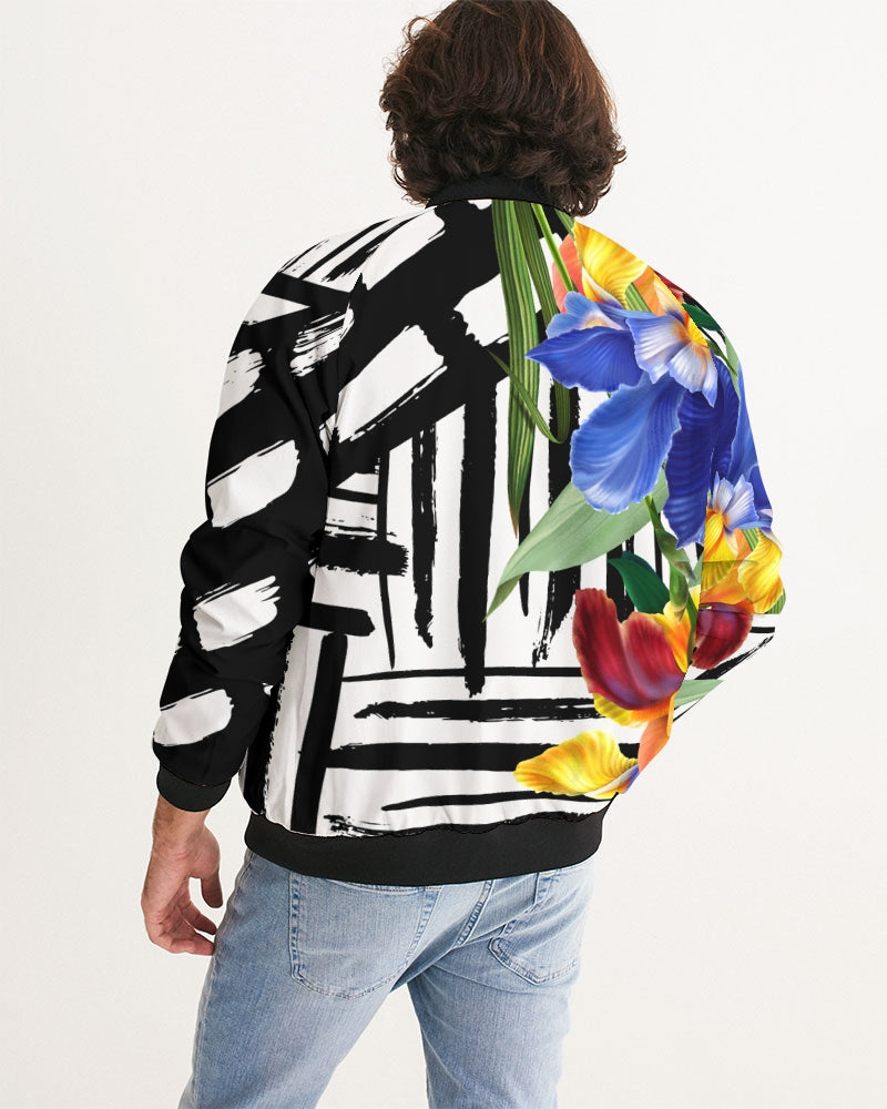 Black and White Floral Bomber Jacket