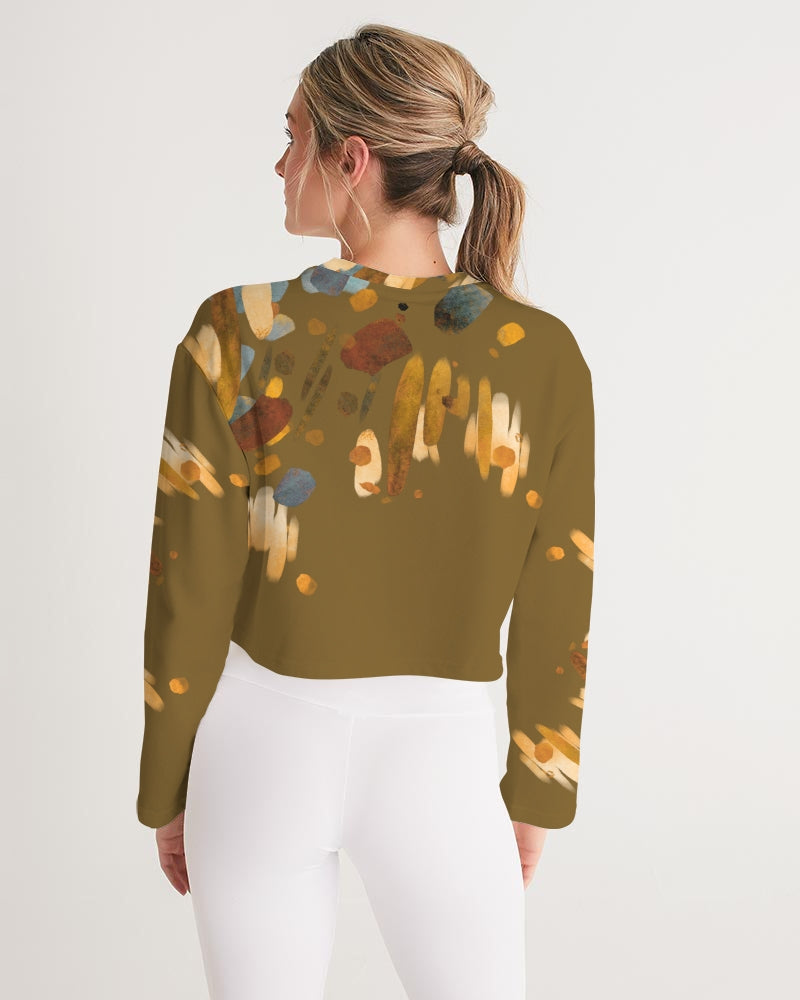 Olive Abstract Cropped Sweatshirt