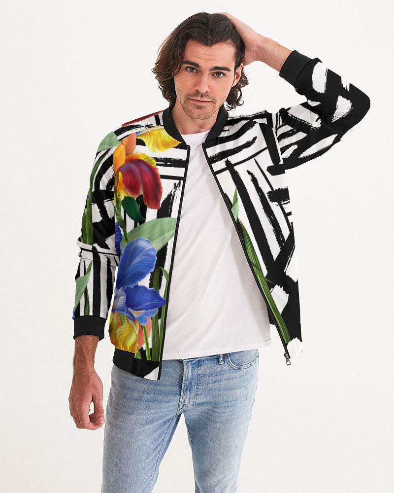 Black and White Floral Bomber Jacket