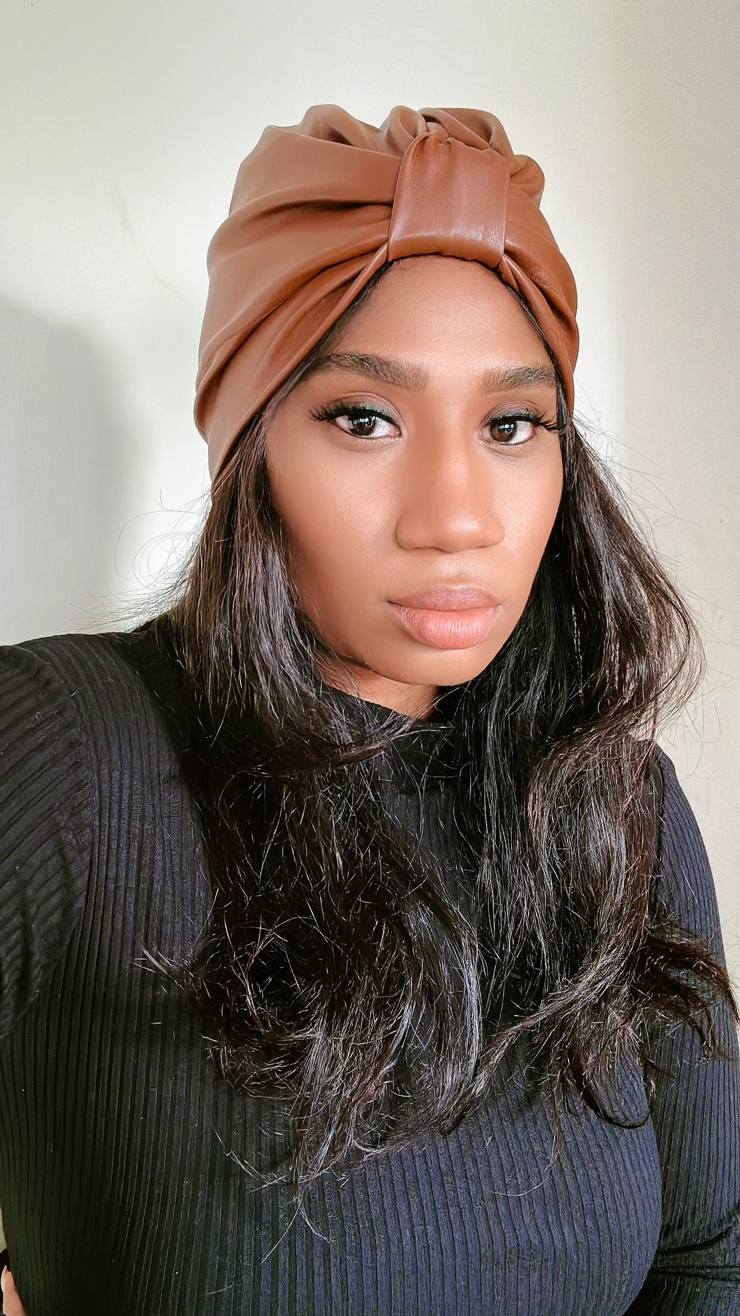 Cognac - Faux Leather Turban