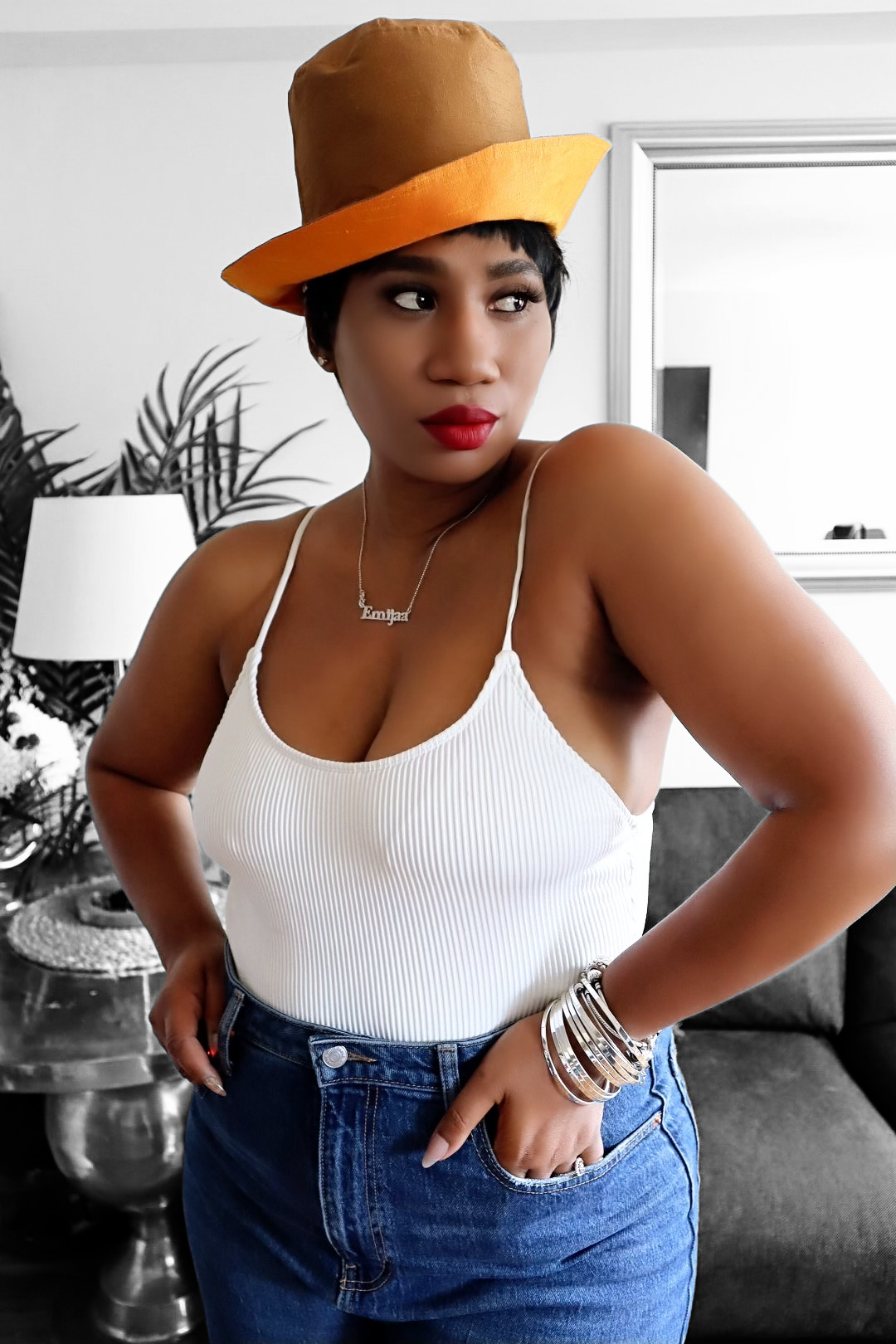 Emilia (Orange/Brown) Bucket Hat