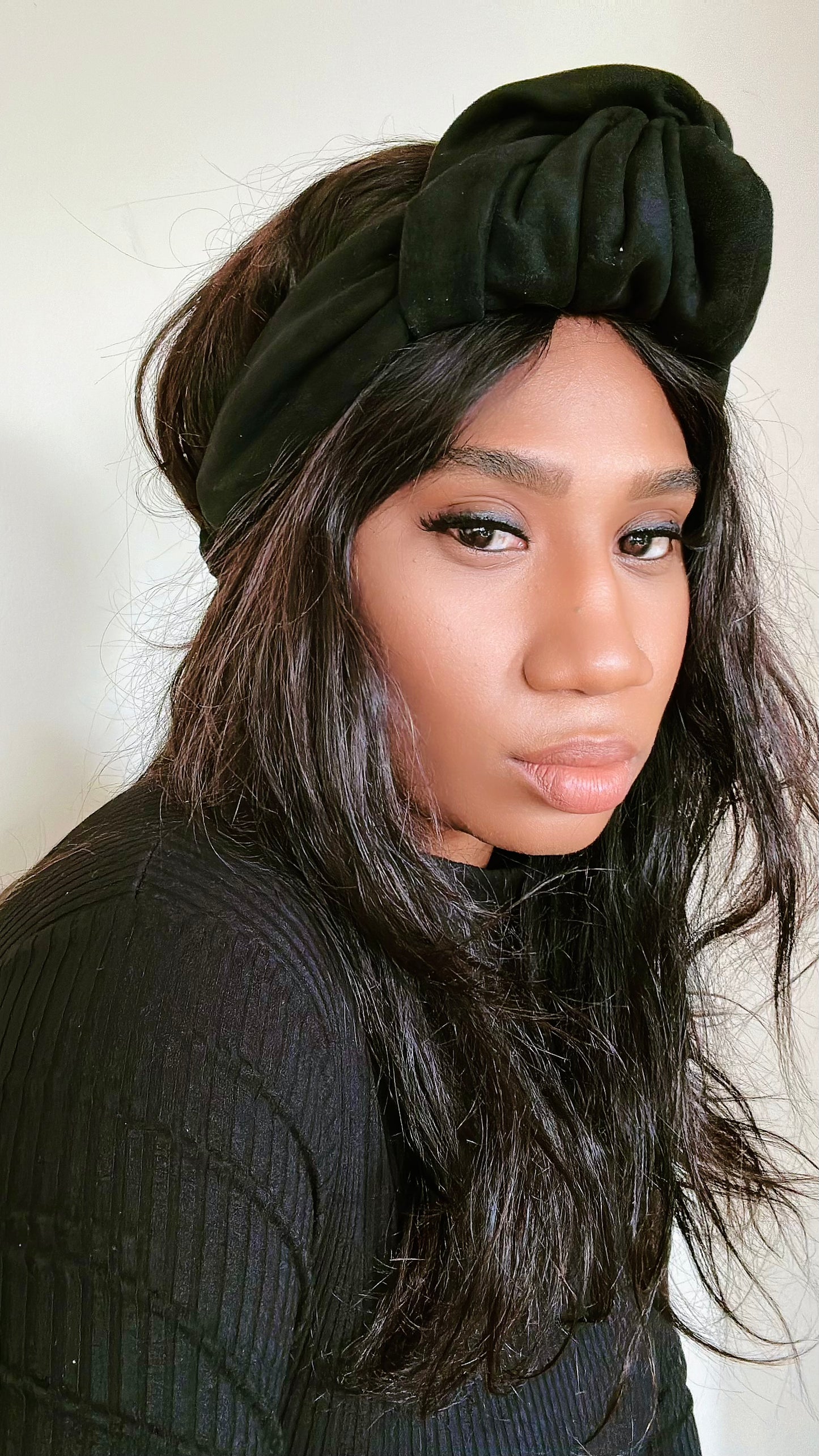 Noire Faux Suede (Knotted) Turband