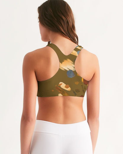 Olive Abstract Seamless Sports Bra