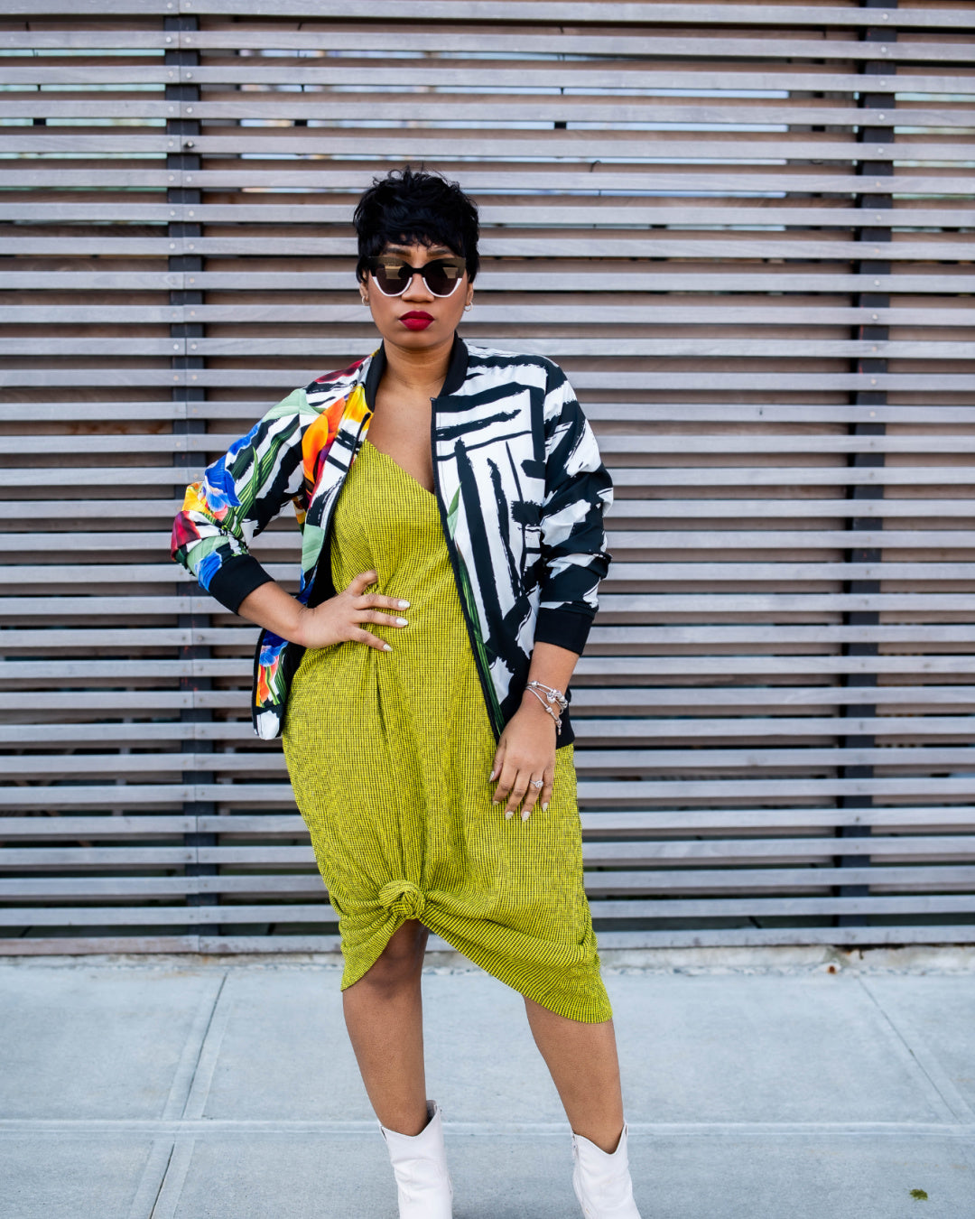 Black and White Floral Bomber Jacket