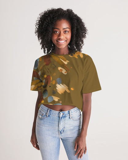 Olive Abstract Lounge Cropped Tee