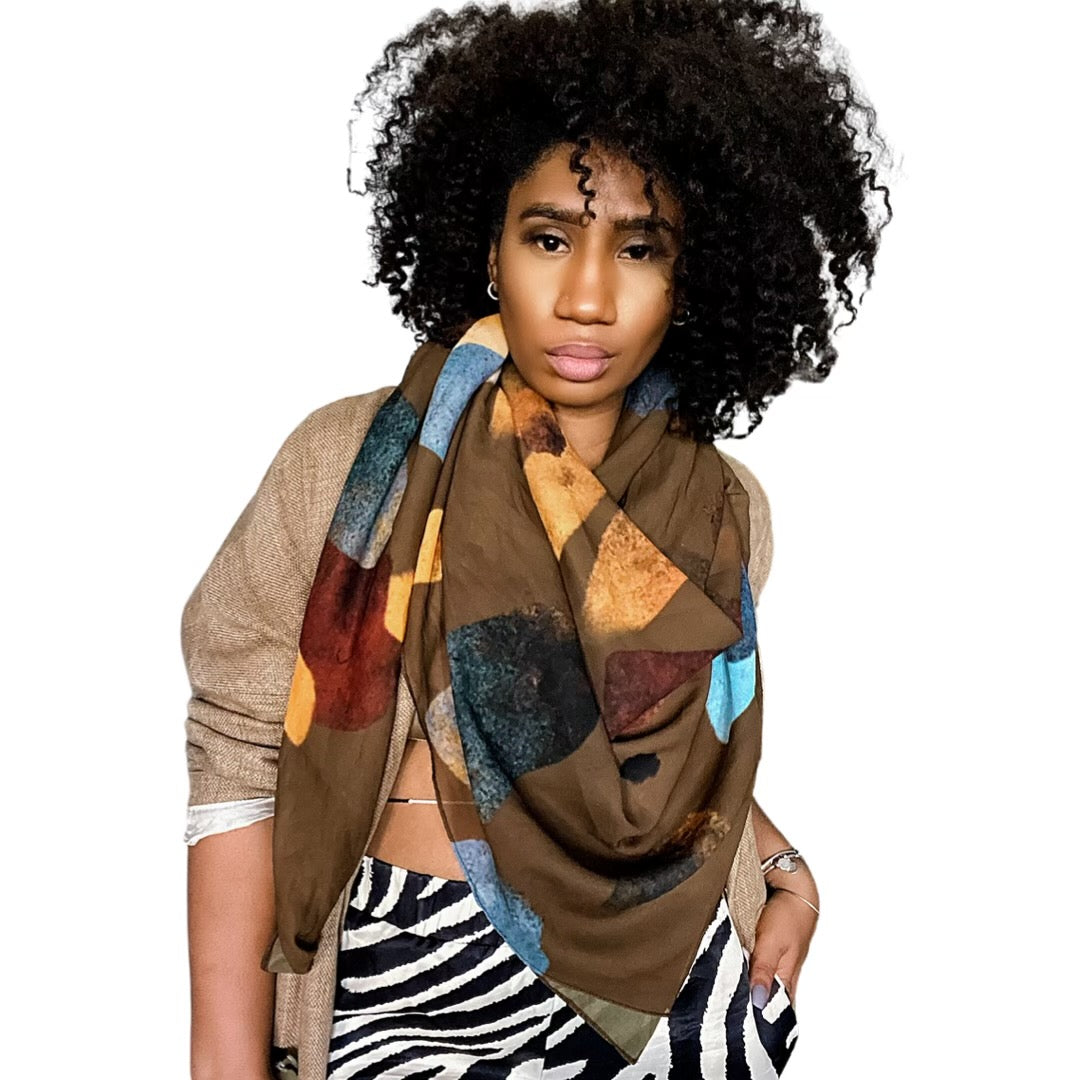 Olive Abstract Scarf